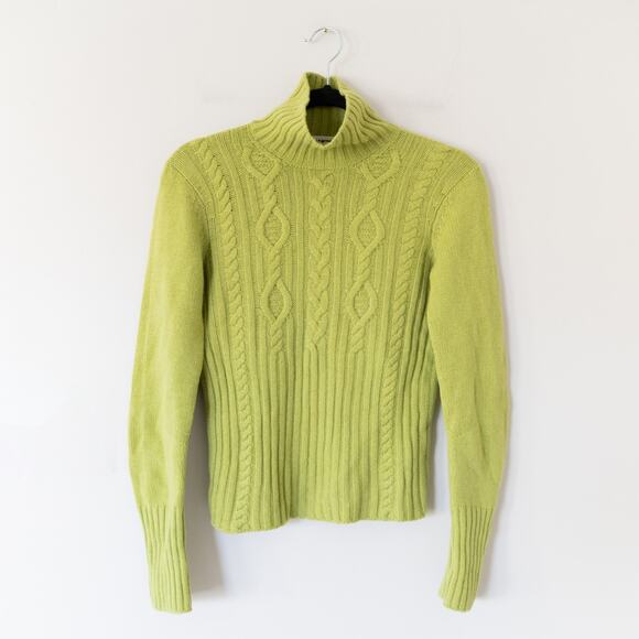 JIL SANDER Cashmere High-Neck Green Knit Sweater Women's Size 34 (US 4) - Picture 1 of 5